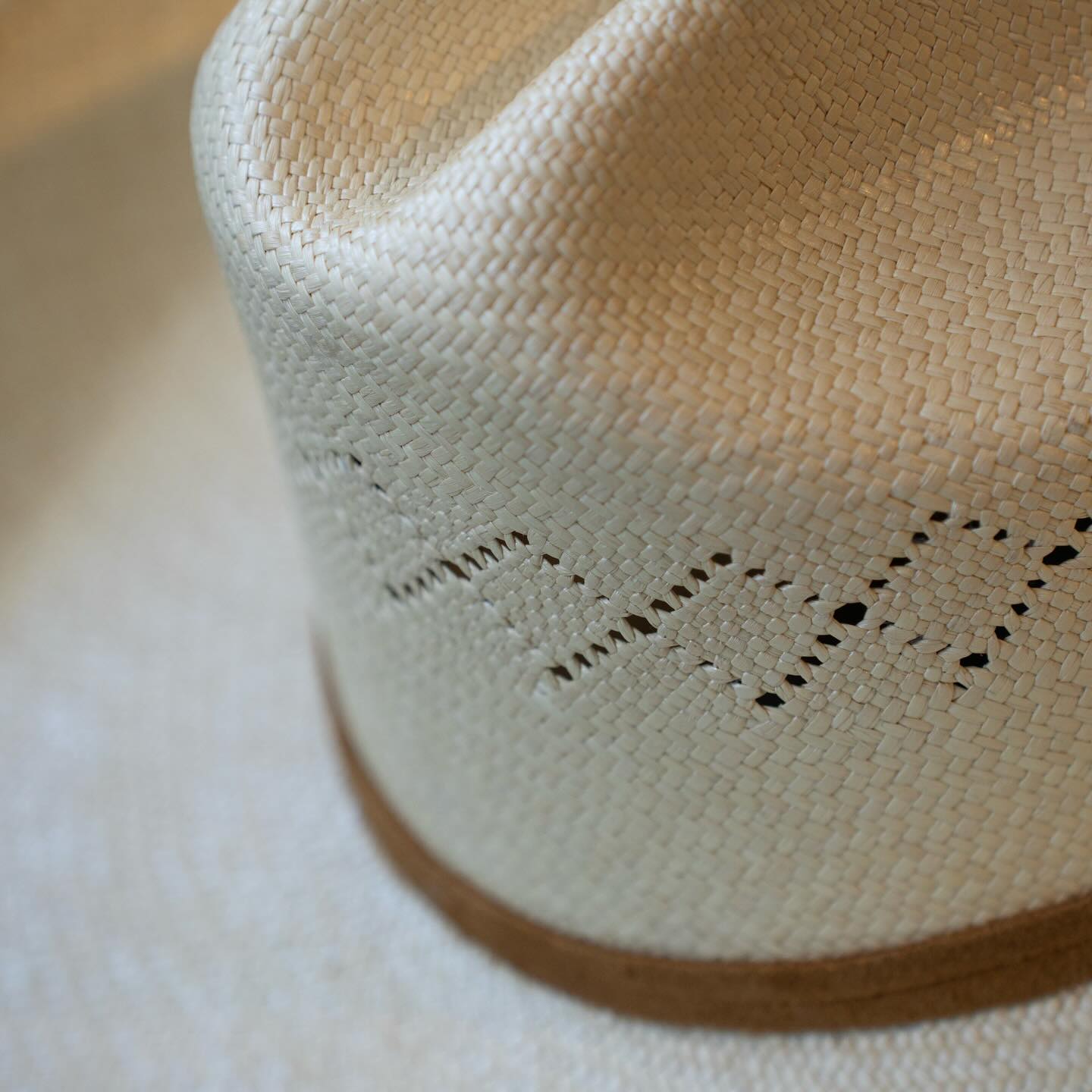 Straw Cowboy Hat with Perforated Pattern