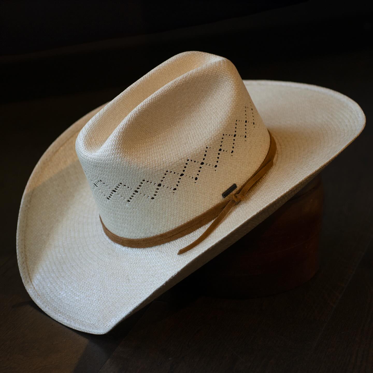 Straw Cowboy Hat with Perforated Pattern