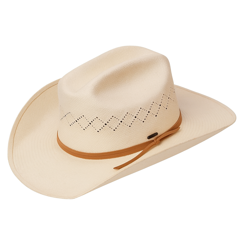 Straw Cowboy Hat with Perforated Pattern